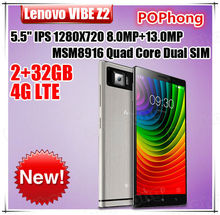 Lenovo Vibe Z2 4G LTE Adroid Phone Dual SIM Card 5.5 inch Qualcomm MSM8916 Quad Core 2GB RAM 13.0MP
