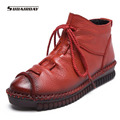 womens boots winter 2016 Fashion Leather Women Boots Winter Shoes Handmade Ankle Boots Women Flat Shoes