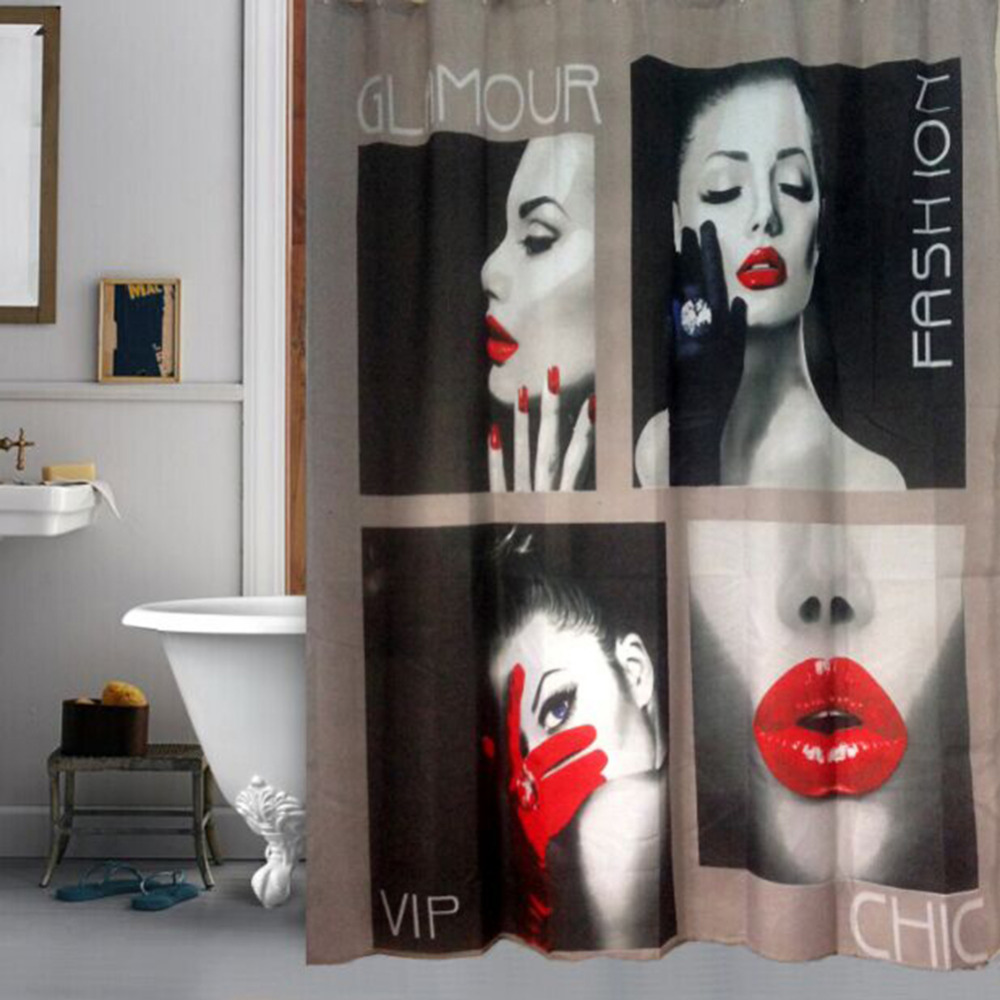 180x180cm Waterproof Shower Curtain with Hooks Sexy Girl Bathroom Curtains High Quality Bath Bathing Sheer for Home Decorations