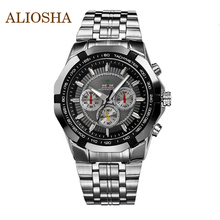Aliosha venta superior WEIDE hombres deportes relojes de cuarzo ocasional Diver para hombre con plena bandas de acero inoxidable analógico reloj de pulsera