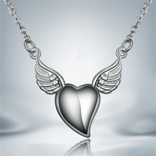sterling-silver-jewelry 925-sterling-silver necklace assertion maxi collier jewelry collares colar bijoux women Angel Wings