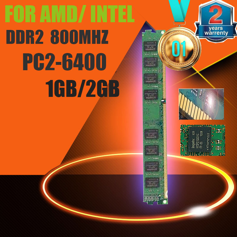 Original 1GB 2GB DDR2 800 ram in memory compatible with DDR2 667MHz / 533MHz memeoy ram DDR2 desktop in memory