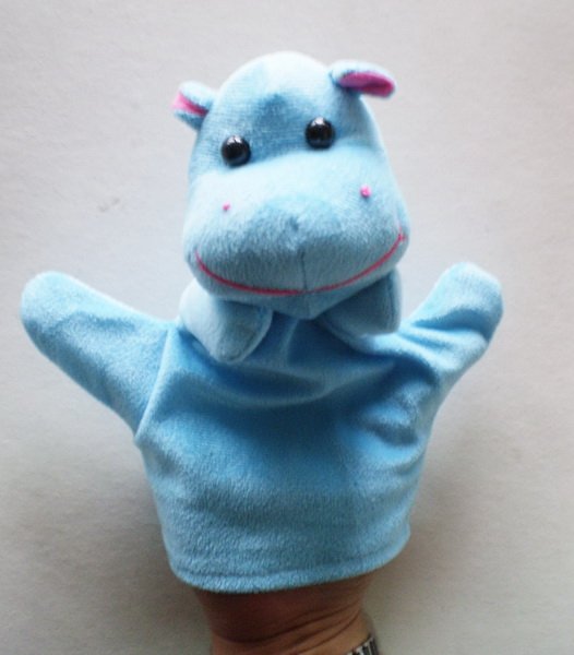 Plush hippo glove hand puppet, soft hippo glove hand puppet, stuffed