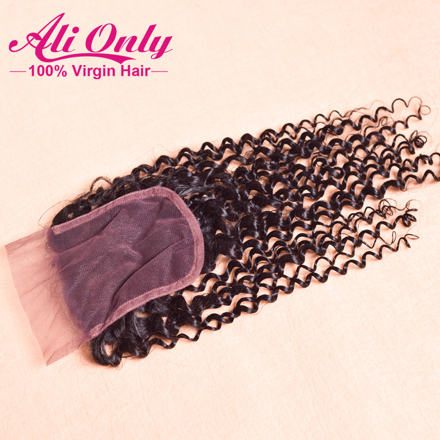 Cheap Peruvian Virgin Hair With Closure Kinky Curly 4 Bundles With Closure Bleached Knots Kinky Curly Virgin Hair With Closure