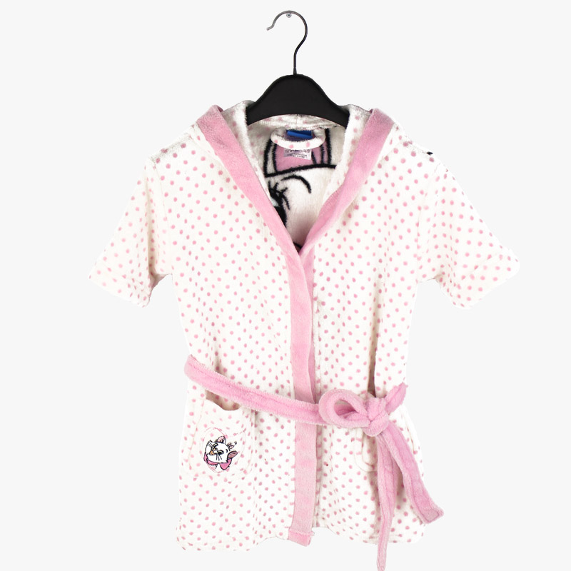 Girls White Bathrobe With Hood Coral Fleece Printed Cat Roupão Infantil ~ Girls White Bathrobe With Hood Coral Fleece Printed Cat
