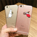 Transparent Soft Moomin Case For Apple iPhone 6 6s Plus Cute Cartoon Back Cover Case Glitter