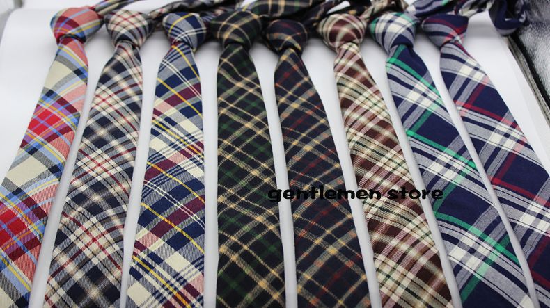 5 piece lot new men tie england font b tartan b font skinny tie cotton tie