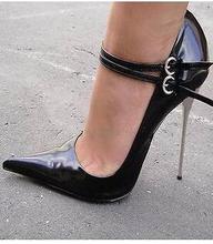 Fashion OL lady womens pointed toe straps buckle stilettos steel heels shoes NY