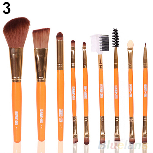 Latest 9Pcs Blush Lip Makeup Eyebrow Eyeliner Brush Set Cosmetic Tool Beauty Brushes