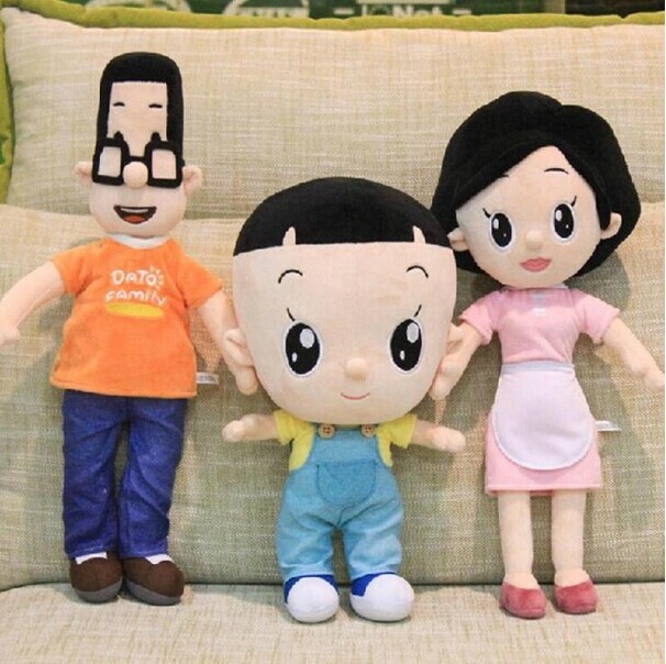 big size the familes of big head son and small head father toys three family members dolls about 48cm,59cm,65cm(China (Mainland))