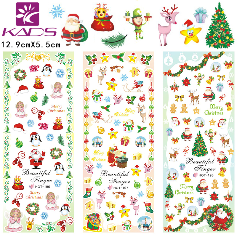 Fashion christmas Designs Hot Water Transfer Nail Stickers Foils Polish Nail Beauty Decals Decoration 3 DESIGNS