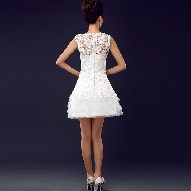 New 2015 Women Wedding Formal Dress Bride Lace Short Wedding Dresses Party Gowns Vestido De Noiva Curto