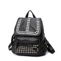 Women 2016 New Washable Leather Backpack Edgy Rivet Ornament Soft Bag Korean Style Fashion Zipper Flap