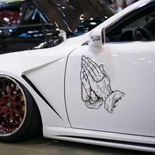 Praying hands design vinyl car stickers and decals for skoda peugeot nissan lada mazda 3 fasion