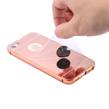 For iPhone 5 5S Mirror Back Capa Ultrathin Alumimum Metal Frame Phone Case For iPhone 5