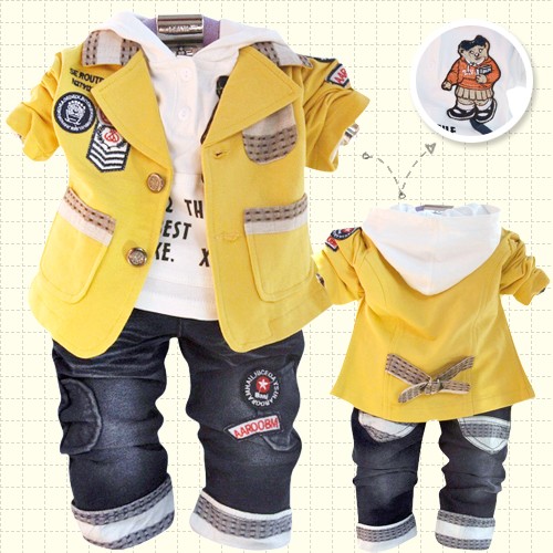 Free shipping 2015 New autumn baby boy clothing sets children fashion clothes for kids 3 piece