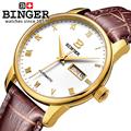 Switzerland watches men luxury brand Wristwatches BINGER business Automatic self wind leather strap Water Resistance BG