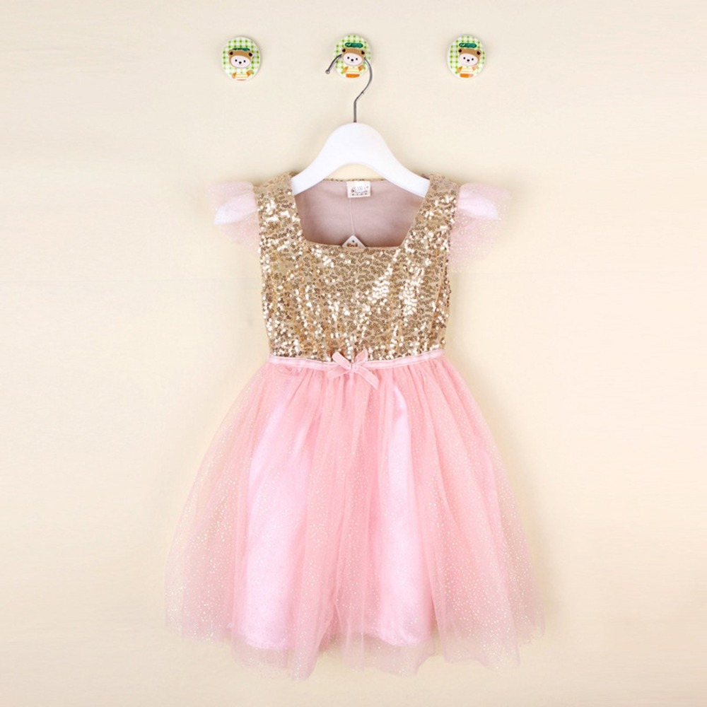 2016 lovely Girls Sequins Princess Dress Toddler Baby Party Pageant Tulle Tutu Dress