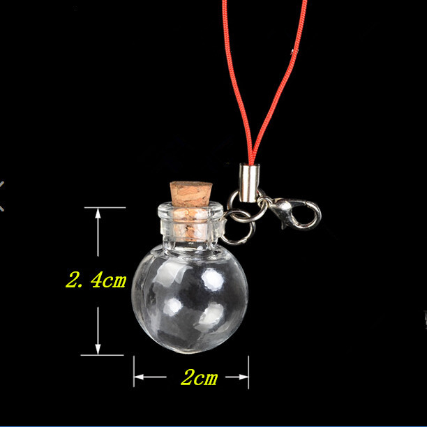 Mini Glass Bottle Pendants Key Chain Small Wishing Bottles With Cork Arts Jars For Bracelets Christmas Gifts Vial