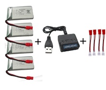 4 Pcs 3.7v500mAh LiPo 4 in 1 USB Charger Set for Syma X5HC X5HW Quadcopter Remote Control Drone Model Spare Part Free shipping