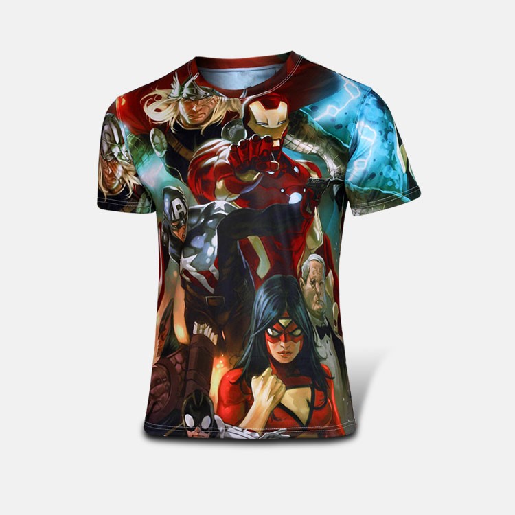 The new avengers spiderman batman superman iron man the man short sleeve T shirt avengers alliance