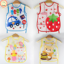 summer Feeding no sleeve vest cloth Baby Todders Waterproof Art Smock Bibs Apron Cartoon baberos bavoir clothing
