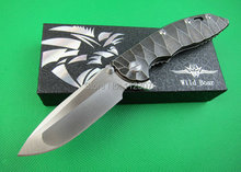 Nueva! alta calidad! aleación de titanio de la manija 60-62HRC OEM jabalí XM-18 plegable del cuchillo que acampa del cuchillo de caza herramienta envío gratis