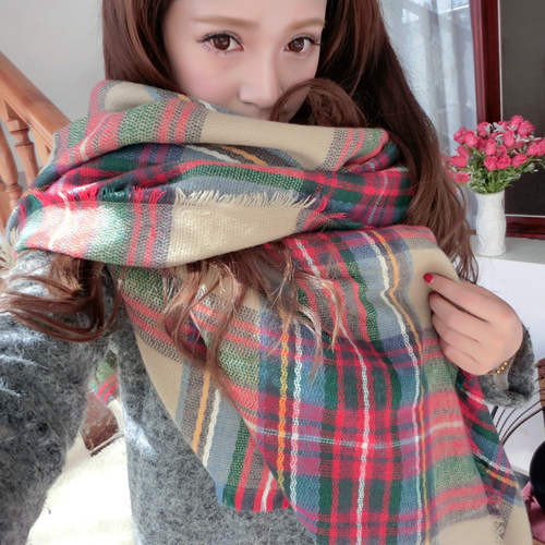 Hot Sale Lady Women Cozy Mini Blanket Oversized font b Tartan b font Scarf Shawl Plaid