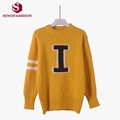 SinoFashion Loose Knitted Sweater Korean women 2016 autumn new fashion all match alphanumeric Crewneck Pullover jacquard