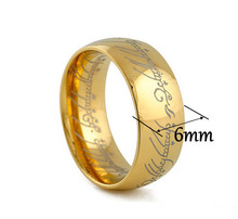 Fine Jewelry Men 18K Gold Filled Lord Of The Rings Ring Black Tungsten Harry Hobbit Ring