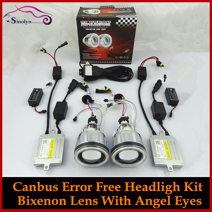 Car Light Source Canbus Error Free HID Bi xenon Headlights Projector Lens CCFL Angel Eyes Conversion Kit H1 H4 H7 HB3 HB4 9005