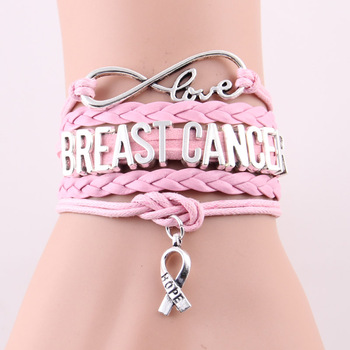 Infinity Love Hope Charm BREAST CANCER  bracelet medical Awareness bracelets & bangles gift for men women jewelry Drop Shipping