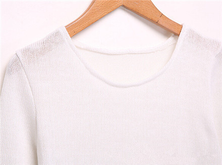 New knitted Sweater 2015 Autumn Winter Split Women Sweater O-Neck Pullover White Women Sweaters And Pullovers Loose Pull Femme (5)