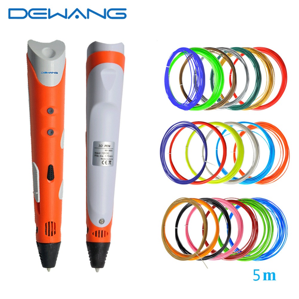 Dewang orange Cheap ballpoint plastic digital pen for kids gifts First Generation 3Dpen 20colors 5mABS filament
