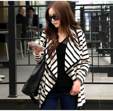 New Fashion Women Ladies Long Sleeve Striped Cotton Peplum Autumn Casual Top Cardigan Blouse Jacket Size