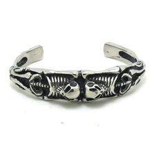 Mens Boy 316L Stainless Steel Cool Punk Gothic Evil Demon Cool Skull Newest Bangle
