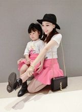 Family clothing sets new 2016 summer printing T-shirt + skirt 2 PCS set Mother and daughter set Girls Women clothing