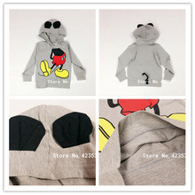Good quality fashion lovely mickey minnie kids hoodies girls long sleeve t-shirts children tops for autumn and spring gray color