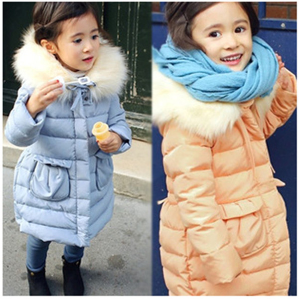 Kids winter new children's girls thick cotton - padded clothes solid color down jacket big boy casual cotton Outerwear & Coats