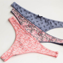Underwear Women 2015 Sexy Panties Thongs And G Strings Cotton Female Sexy Floral Print Lingerie Hot Sale G String Panty