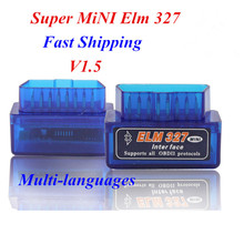 2015 Newest V1.5 Super MINI ELM327 Bluetooth OBD2 / OBDII ELM 327 Version 1.5 Blue Auto Diagnostic Interface Elm327 Scanner