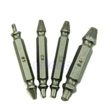 Free Shipping 4xScrew Extractor Drill Bits Guide Set Broken Bolt Remover Easy Out #1 #2 #3 #4