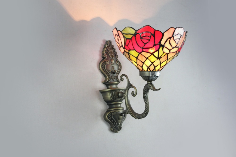 EMS Free Ship Wall Lamps Tiffany Style No.8S1503 Antique Wall Sconces Stained Glass ...