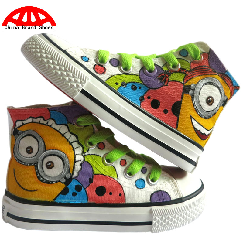Despicable Me Cartoon Minion Children Unisex Hand Painted Casual Shoes Boys Girls Anime Figure Spongebob Graffiti