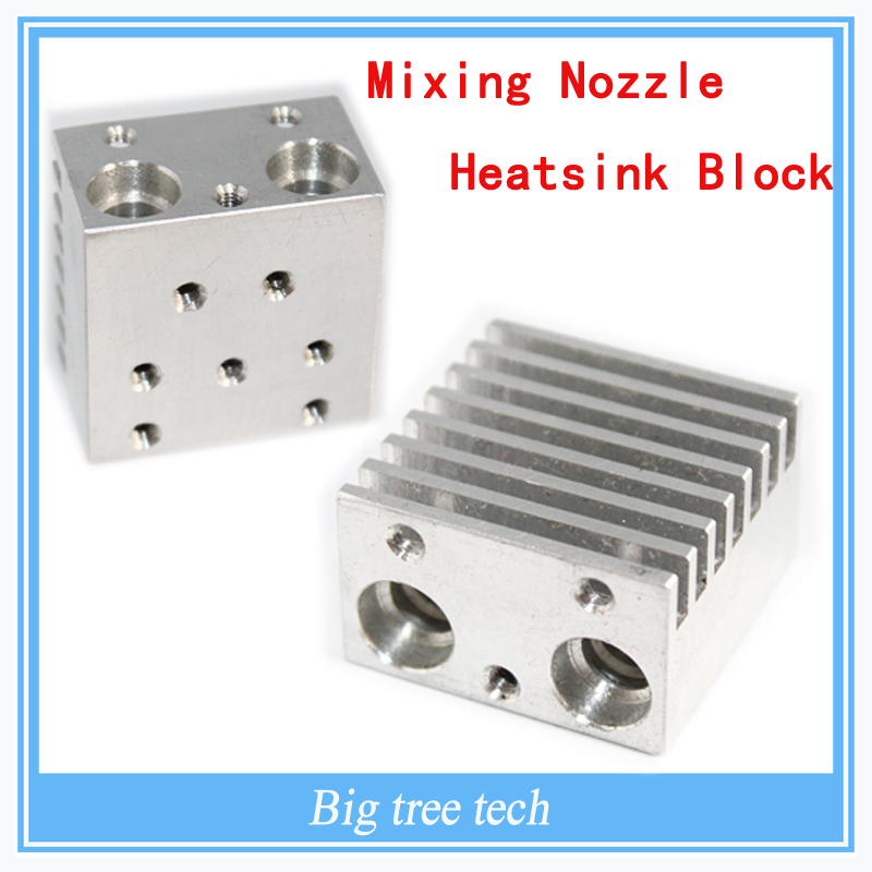 3D Printer DIY E3D single head two color mixed color nozzle sink heat 30 30 18mm