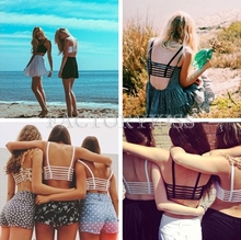 Free Shipping Celebrity Sexy Women Bralette Caged Back Cut Out Padded Bra Bralet Crop Top 4018