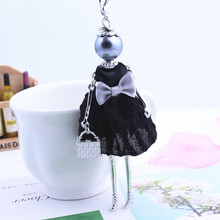 2016 Hot Sale! Cute Cloth Bowknot Dress handbag Black Doll Necklace Girl Chain Long Necklace Women Jewelry store Christmas Gifts