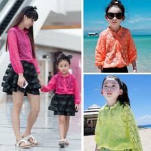 Family Clothes Fashion Girls and Lady’s Lace Blouses Candy Colors Long Sleeve Shirts Air condition/ Sun protection coats NK32
