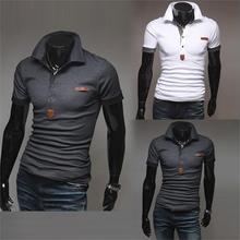 2015 Casual Men’s T-Shirts Tops & Tees Cotton Blend Short Sleeve Turn-down Collar T Shirts Wen’s Clothing