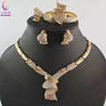 Jewelry Sets African Beads Collar Statement Necklace Earrings Bangle Fine Rings For Women CZ Diamond Wedding